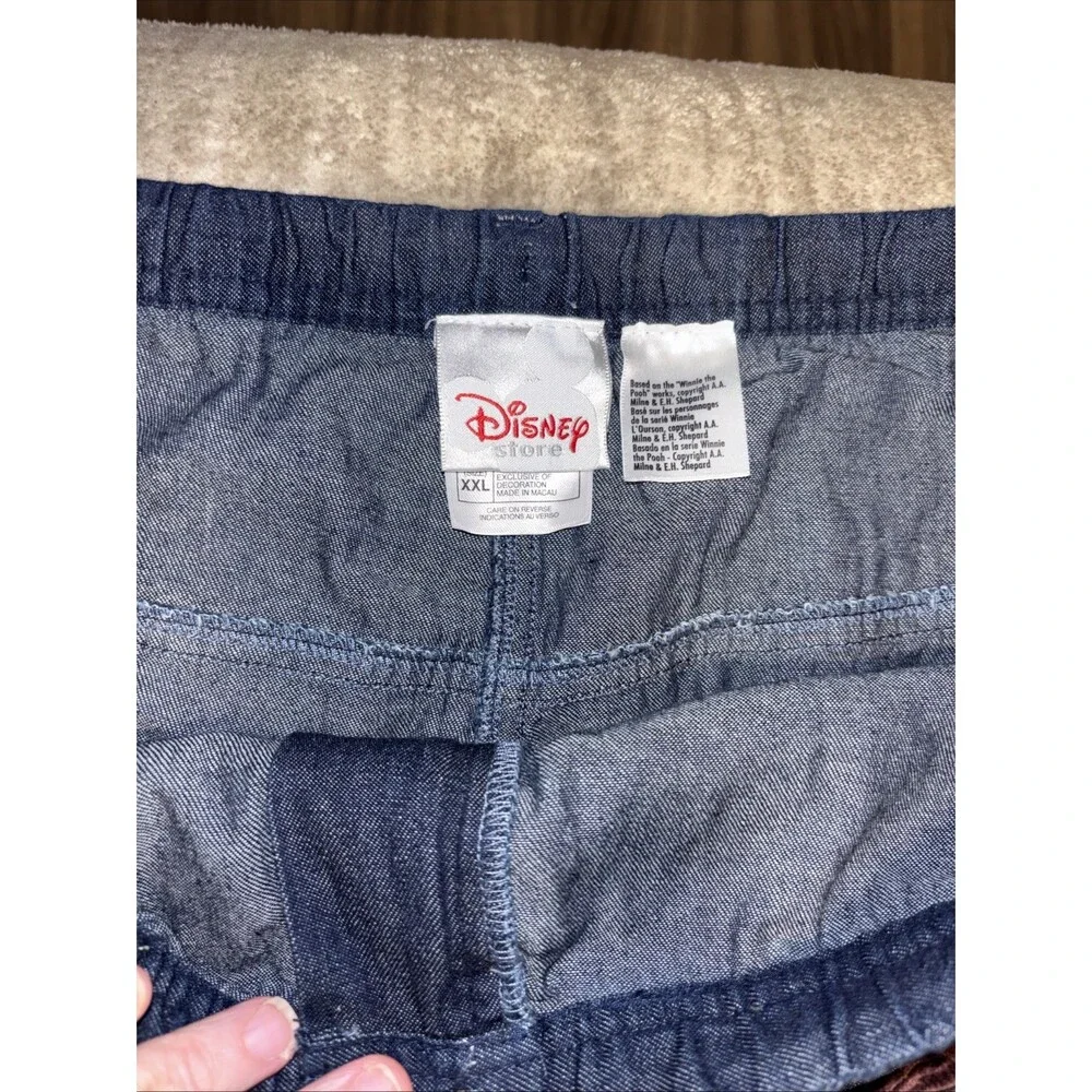 Vintage Disney Winnie The Pooh Velvet Trim Embroidered Cropped Jeans Pants XXL